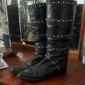 Stuart Weitzman Black Studded Boots